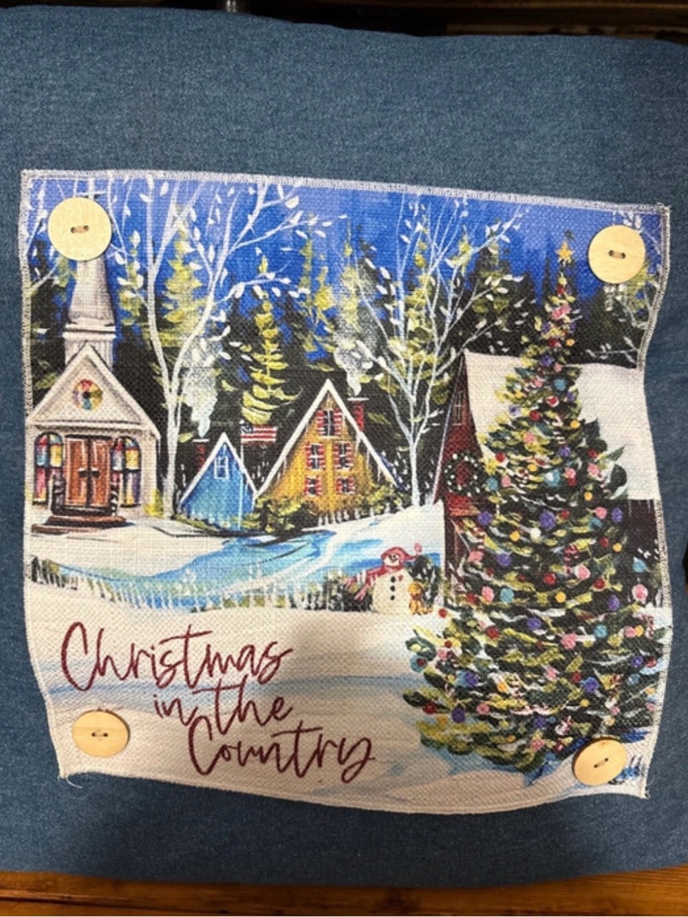 Christmas in the Country Holiday Accent Pillow Cover - Blue